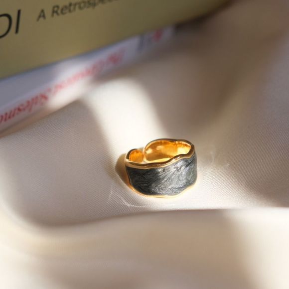 CLOSING SALE! 18K Gold Plated Adjustable Shimmery Ring - Picture 13 of 13